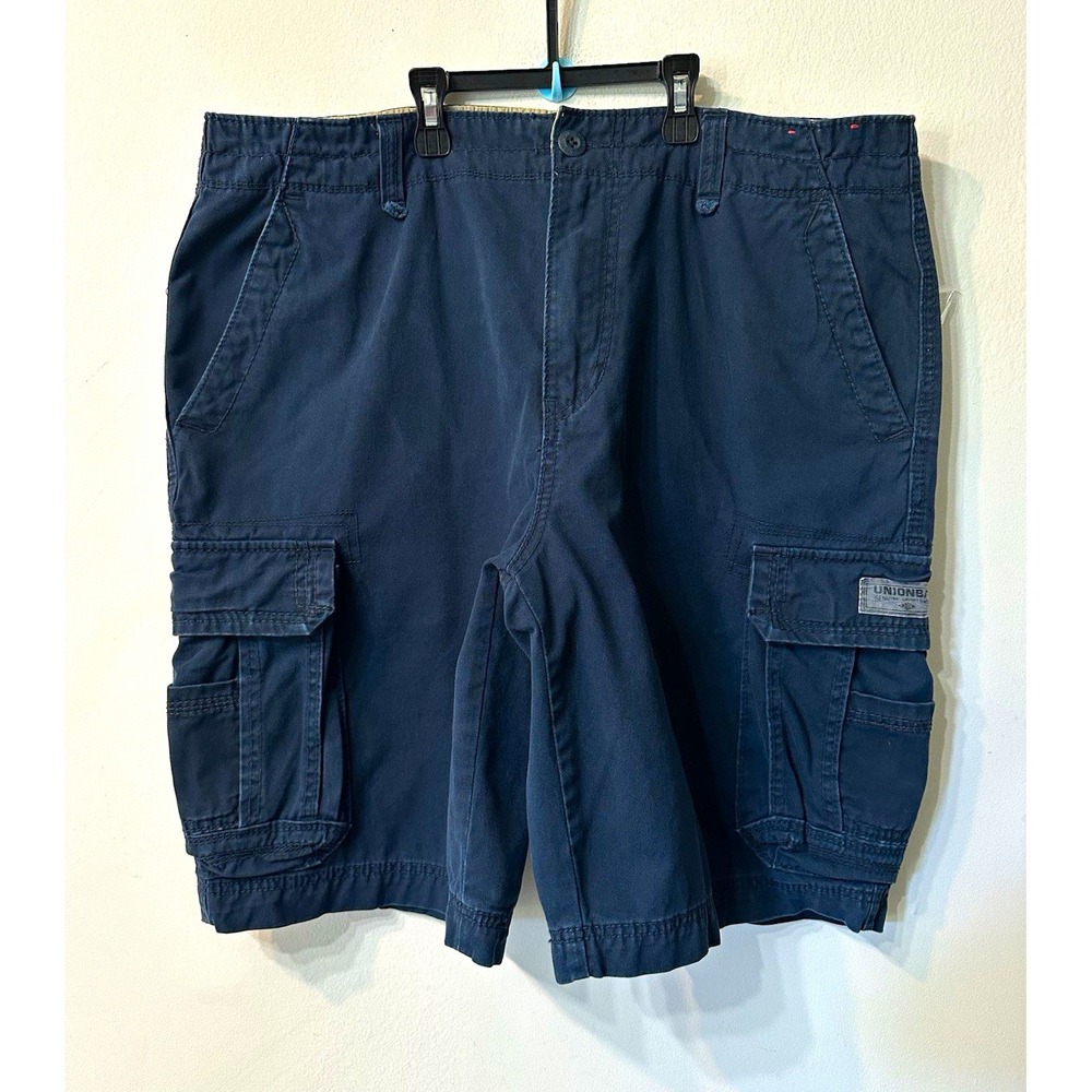 Unionbay Mens Cargo Shorts Navy Blue Size 38 Heavy Cotton Utility Pockets Casual
